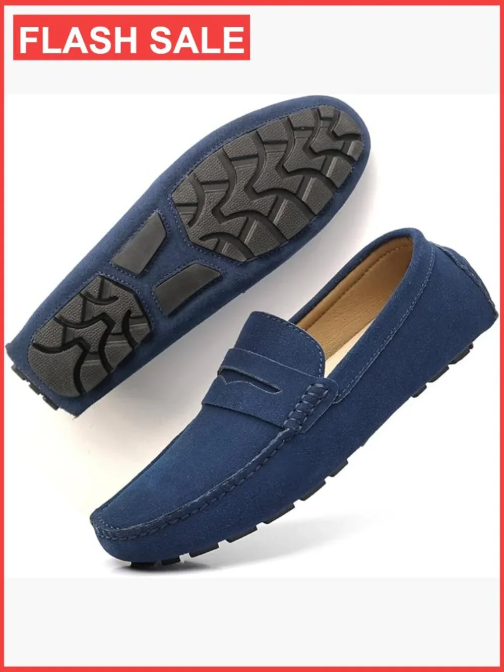 Men's Suede Penny Loafers - Slip-On Casual Comfort Business Shoes